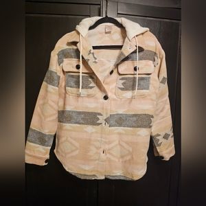 Aztec Shirt Jacket with Hood